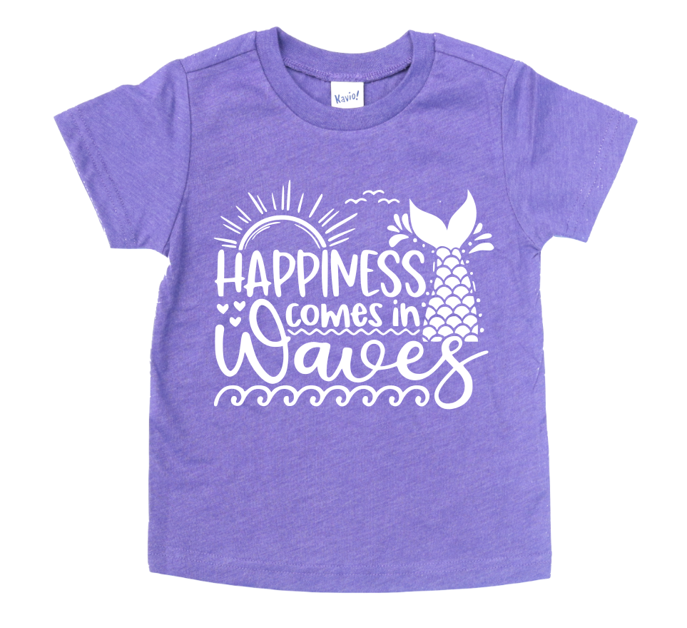 HAPPINESS COMES IN WAVES KIDS SHIRT