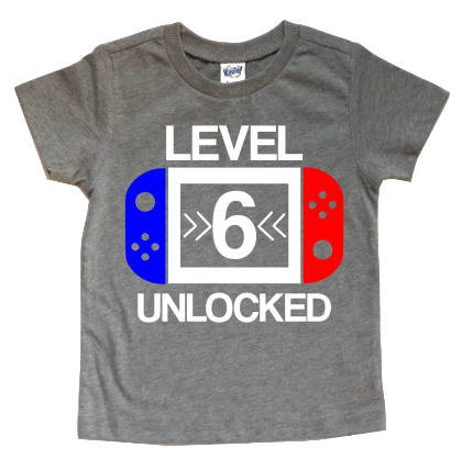 LEVEL SIX UNLOCKED KIDS BIRTHDAY SHIRT