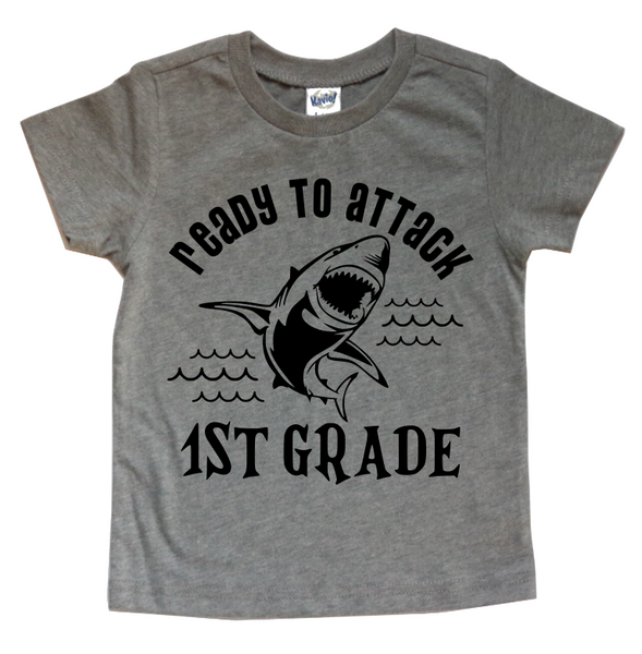 READY TO ATTACK 1ST GRADE KIDS SHIRT
