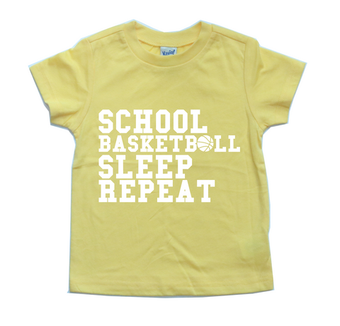 SCHOOL BASKETBALL SLEEP REPEAT KIDS SHIRT