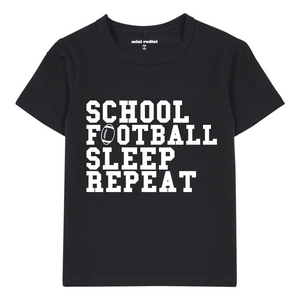 SCHOOL FOOTBALL SLEEP REPEAT KIDS SHIRT