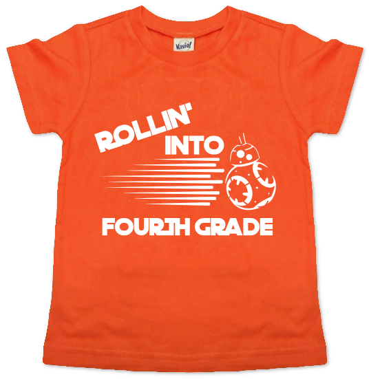 ROLLING INTO FOURTH GRADE KIDS SHIRT