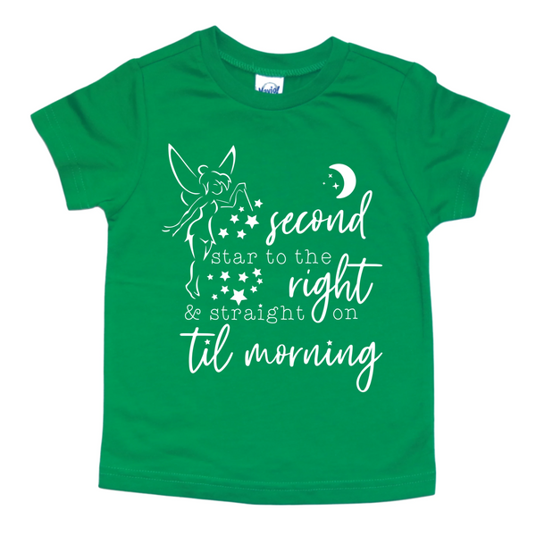 SECOND STAR TO THE RIGHT AND STRAIGHT ON TIL MORNING KIDS SHIRT